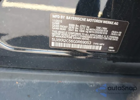 2016 BMW X5 Sdrive35I из США, поврежденный, VIN 5UXKR2C56G0R69053